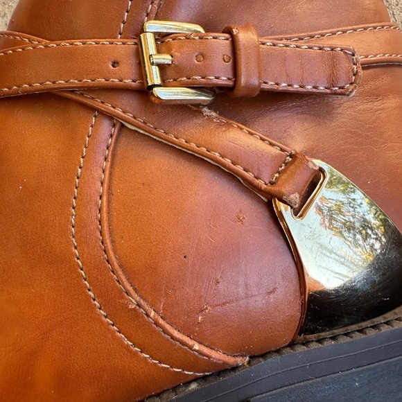 Wanted Women' 7.5 Brown & Gold Decor Zip Closure Synthetic Leather Ankle Boots - Picture 10 of 15